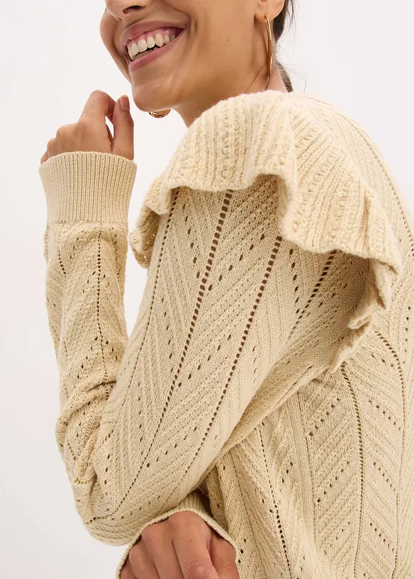 Ajour-Strickjacke aus Baumwolle, bonprix