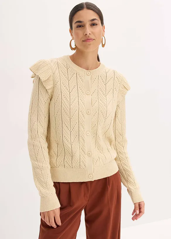 Ajour-Strickjacke aus Baumwolle, bonprix