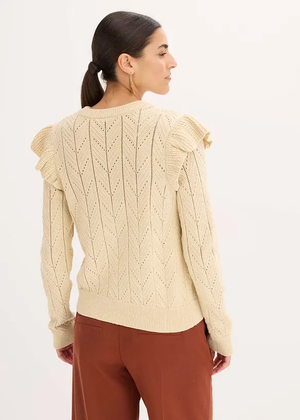 Ajour-Strickjacke aus Baumwolle, bonprix