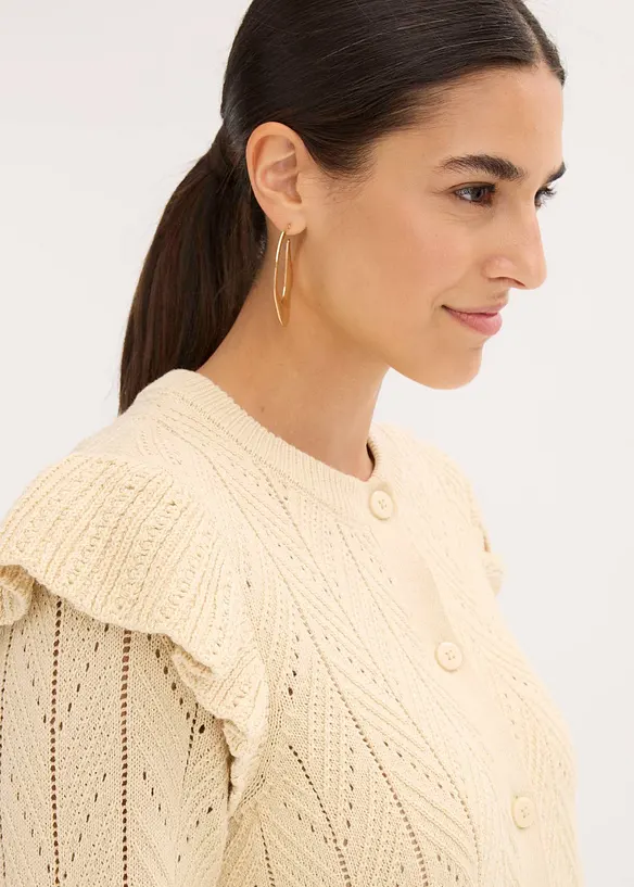 Ajour-Strickjacke aus Baumwolle, bonprix