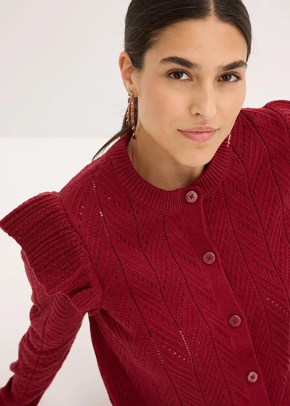 Ajour-Strickjacke aus Baumwolle, bonprix