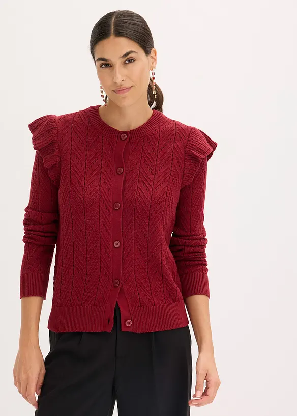 Ajour-Strickjacke aus Baumwolle, bonprix