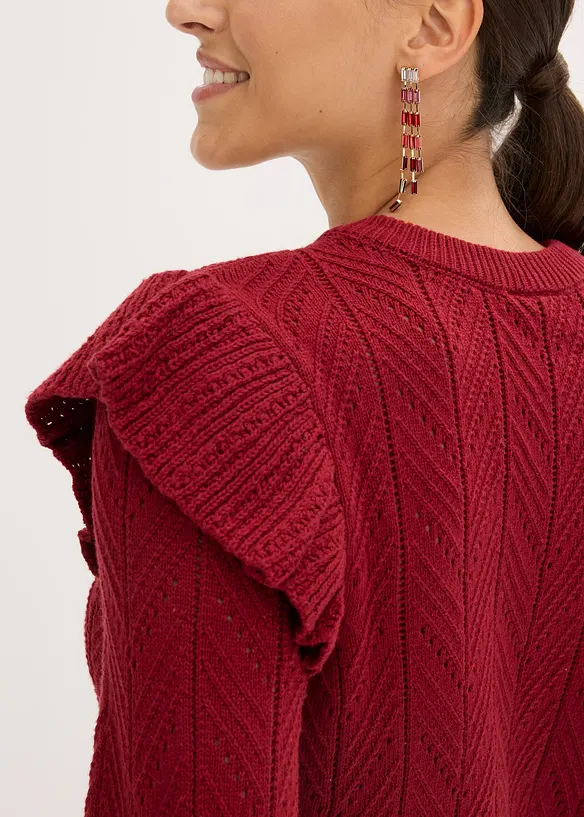 Ajour-Strickjacke aus Baumwolle, bonprix
