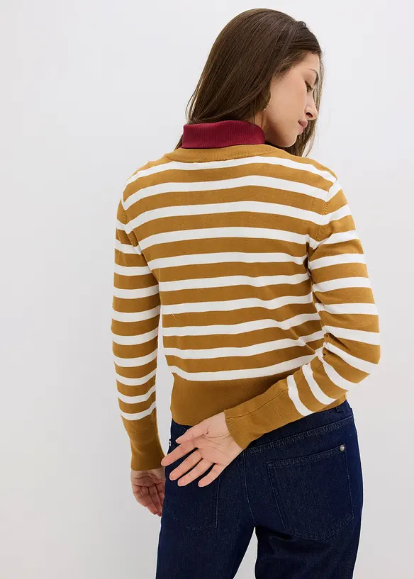 Gilet en fine maille rayée, bonprix