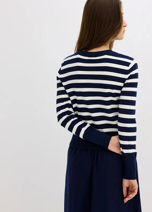 Gilet en fine maille rayée, bonprix