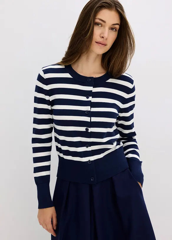 Gilet en fine maille rayée, bonprix