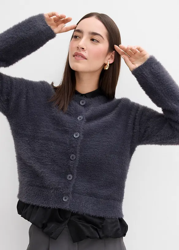 Gilet en maille poilue de viscose mélangée, bonprix