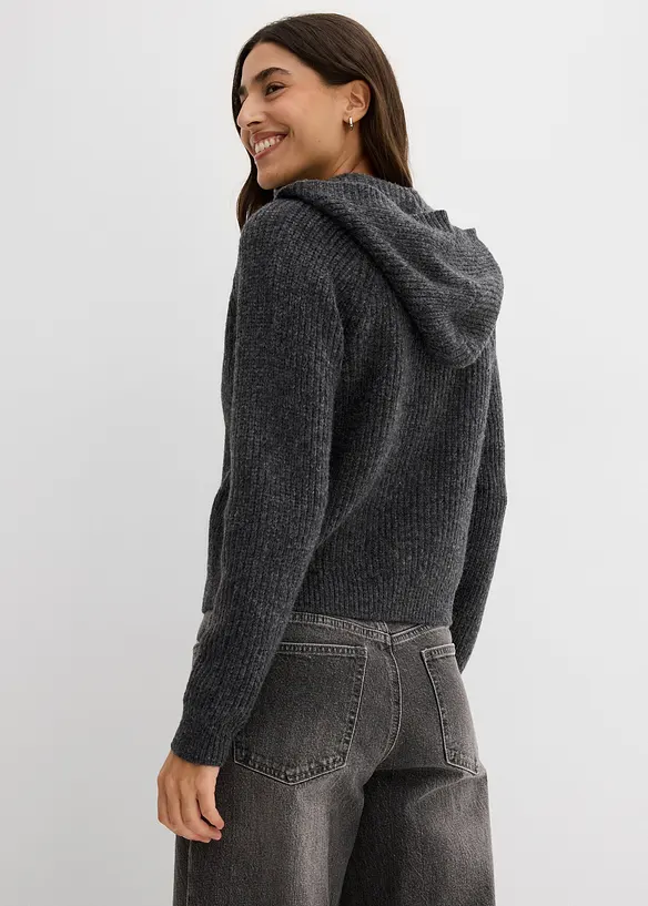 Gilet en maille à capuche, bonprix