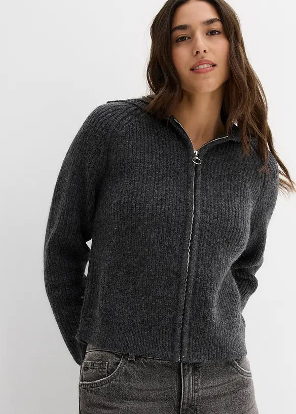 Gilet en maille à capuche, bonprix