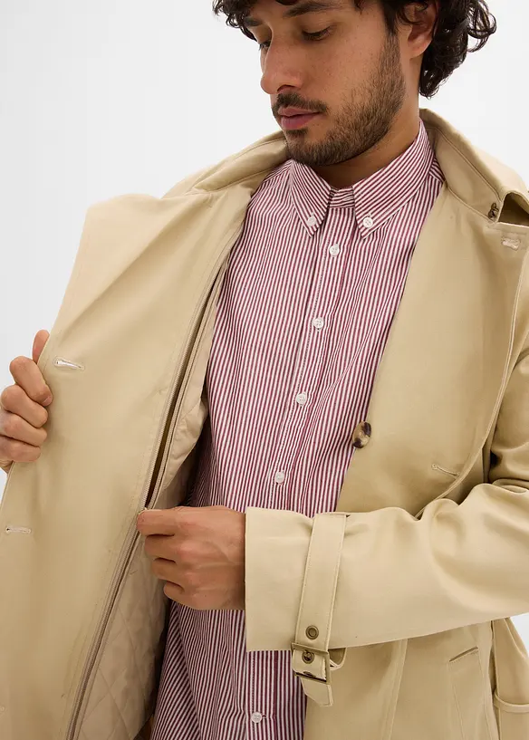 Trench-coat déperlant avec capuche amovible, bonprix