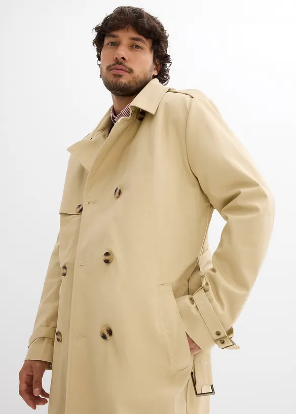 Trench-coat déperlant avec capuche amovible, bonprix