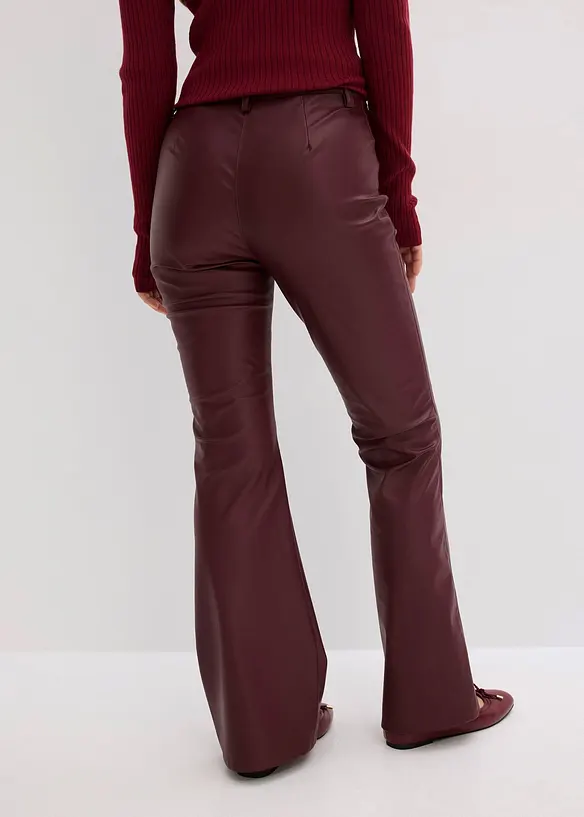 Pantalon flare enduit, bonprix