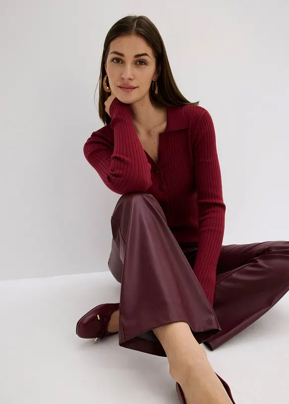 Pantalon flare enduit, bonprix