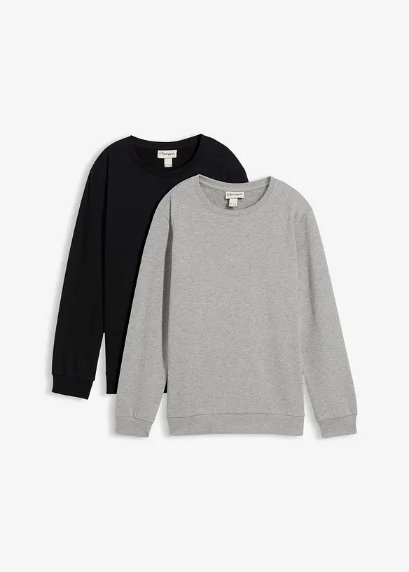 Lot de 2 sweats 100% coton, bonprix