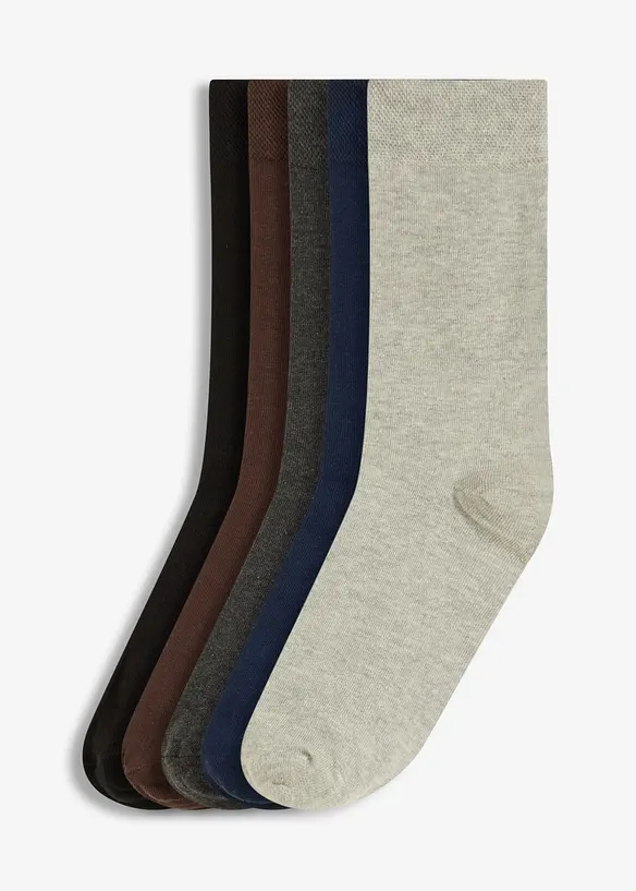 Socken mit druckfreiem Bündchen und Bio-Baumwolle (5er Pack), bonprix