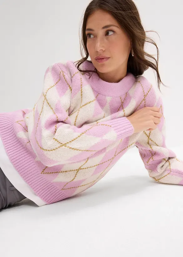 Feinstrickpullover mit Karomuster, bonprix