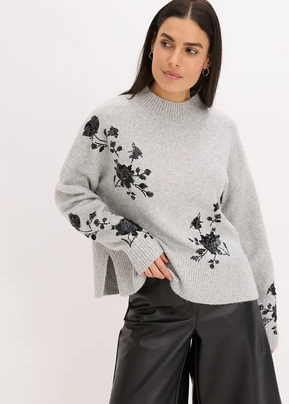 Pull brodé de sequins, bonprix