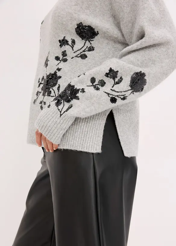 Pull brodé de sequins, bonprix