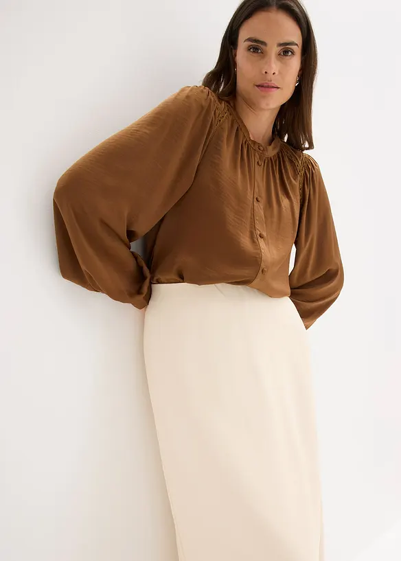 Blouse en satin avec galons en dentelle, bonprix