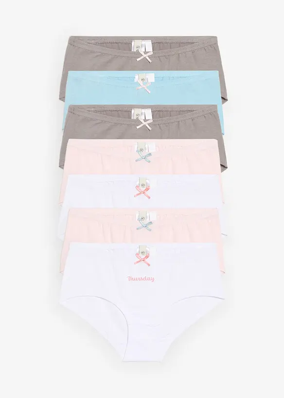 Lot de 7 culottes en coton doux avec nœud en satin, bonprix