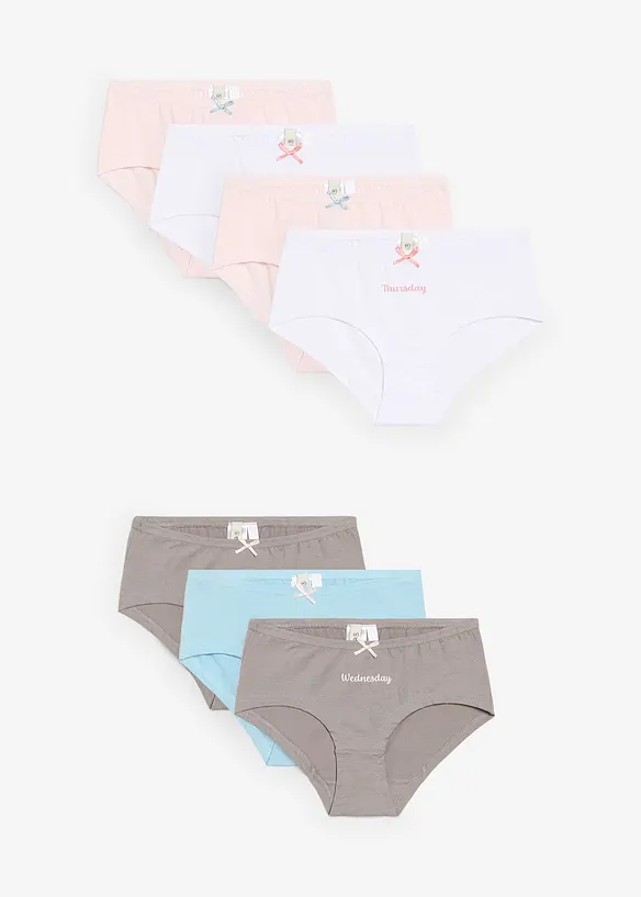 Lot de 7 culottes en coton doux avec nœud en satin, bonprix