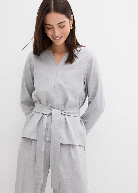 Langarmshirt mit breitem Bindeband aus Viskose-Mix, bonprix