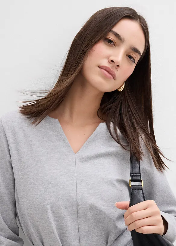 Langarmshirt mit breitem Bindeband aus Viskose-Mix, bonprix