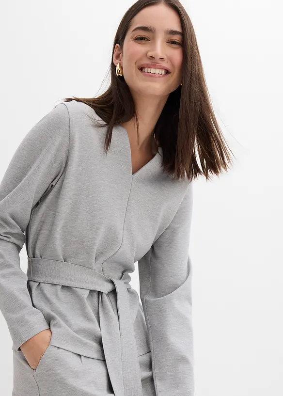 Langarmshirt mit breitem Bindeband aus Viskose-Mix, bonprix