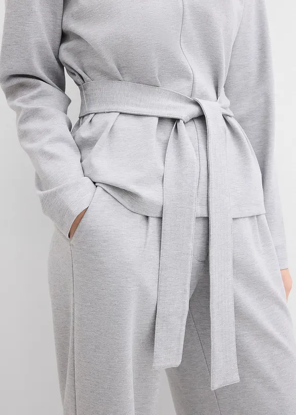 Langarmshirt mit breitem Bindeband aus Viskose-Mix, bonprix