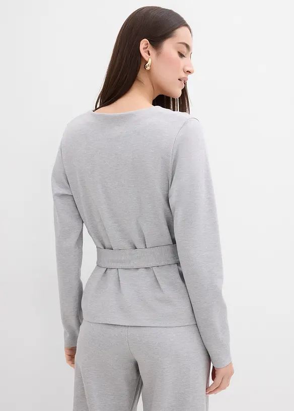Langarmshirt mit breitem Bindeband aus Viskose-Mix, bonprix