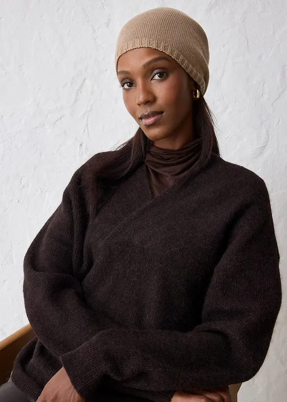 Bonnet en fine maille de laine mérinos, bonprix