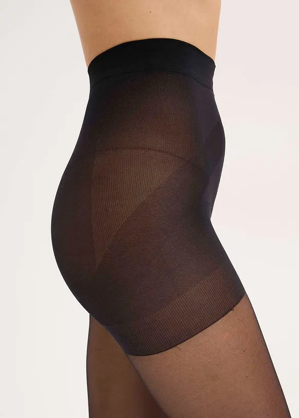 Collant semi-opaque sculptant à effet push-up + ceinture confort, 30 DEN, bonprix