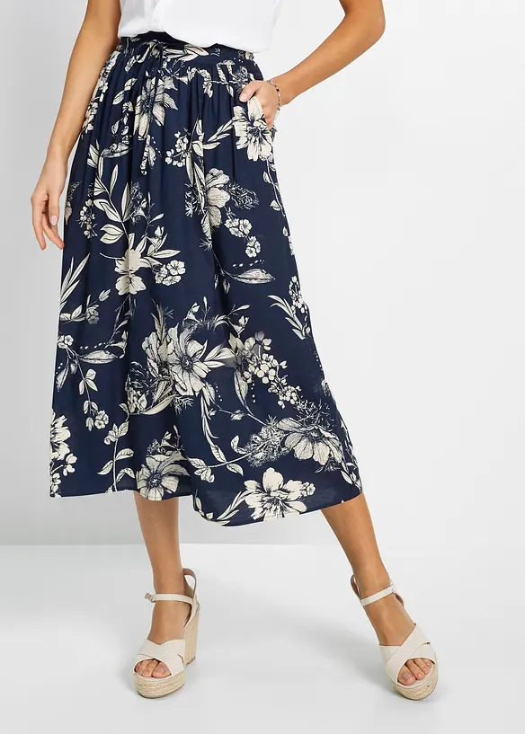 Jupe longue en viscose avec taille élastique et lien à nouer, bonprix