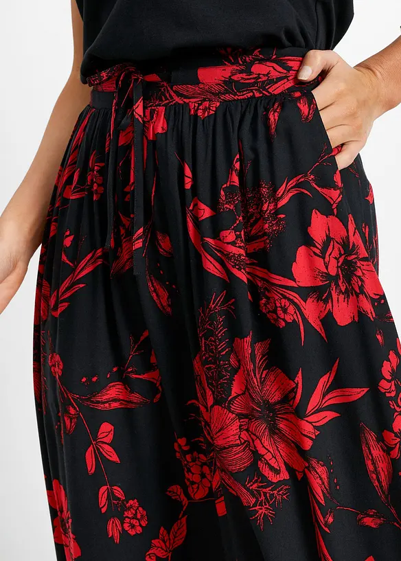 Jupe longue en viscose avec taille élastique et lien à nouer, bonprix