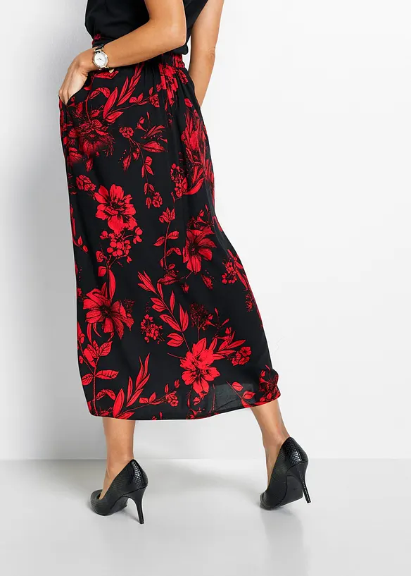Jupe longue en viscose avec taille élastique et lien à nouer, bonprix