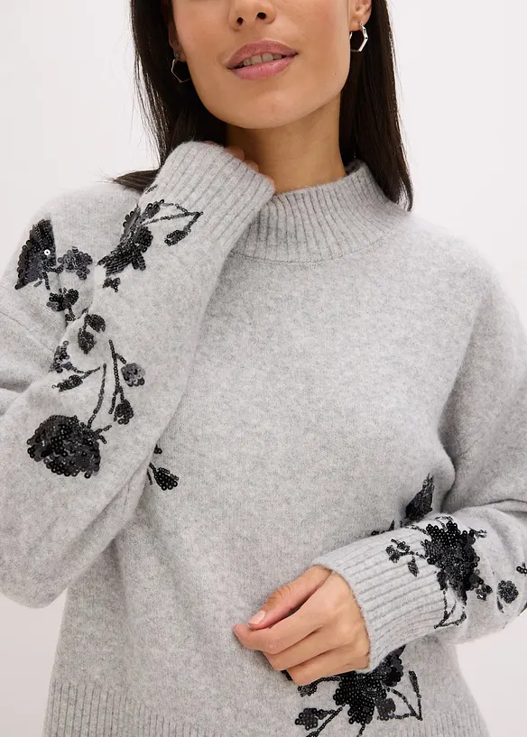 Pull brodé de sequins, bonprix