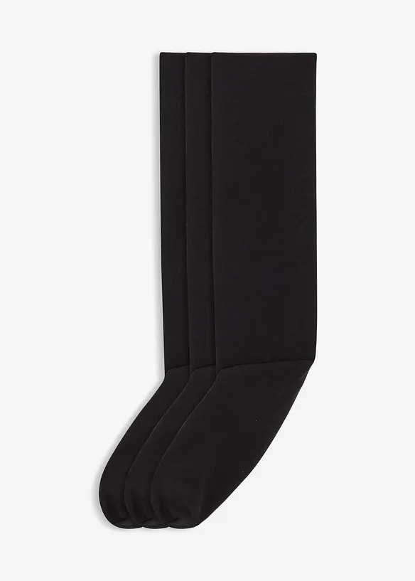 Lot de 3 paires de mi-bas thermo 120den avec intérieur éponge, bonprix