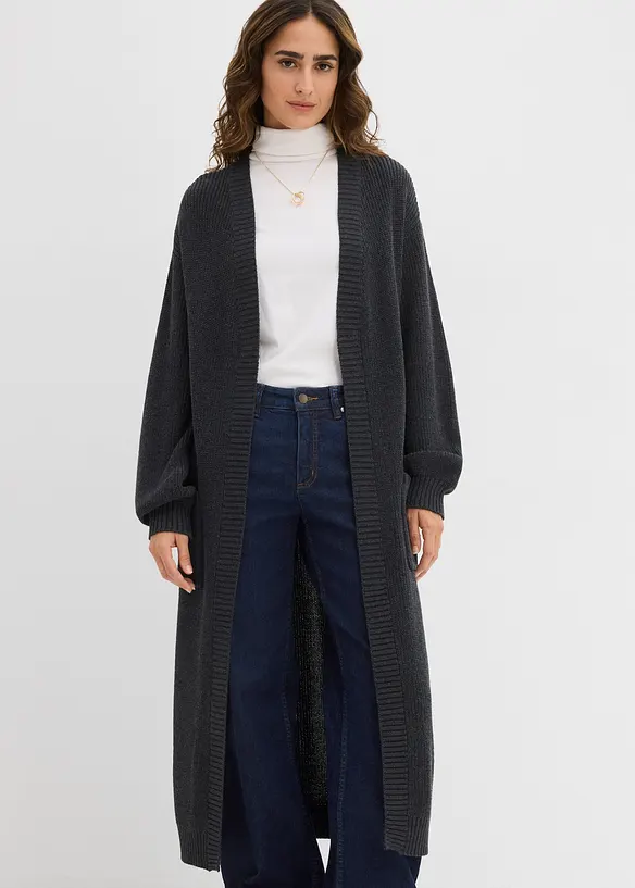Longstrickjacke mit überschnittener Schulter, bonprix