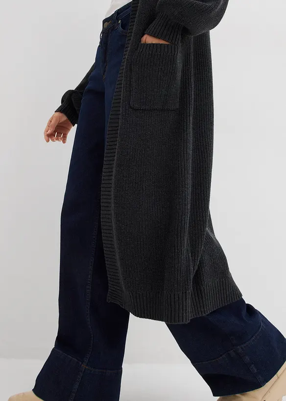 Longstrickjacke mit überschnittener Schulter, bonprix