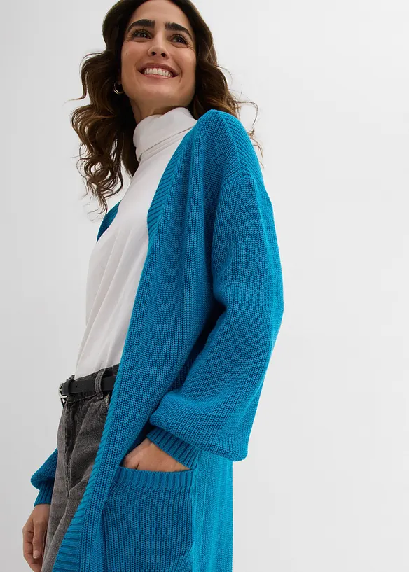 Longstrickjacke mit überschnittener Schulter, bonprix
