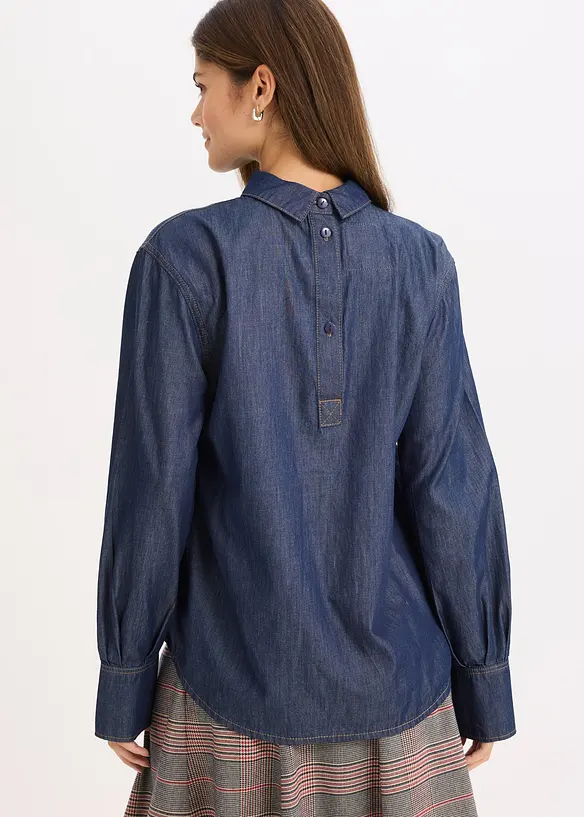 Blouse en jean avec larges manchettes, bonprix