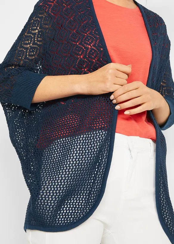 Longstrickjacke mit Lochmuster, bonprix