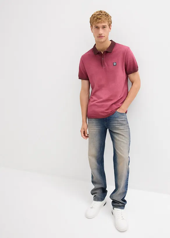 Polo en maille piquée, aspect délavé, bonprix