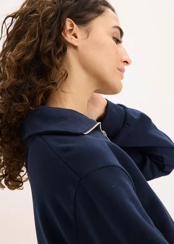 Sweat oversize à col zippé, bonprix