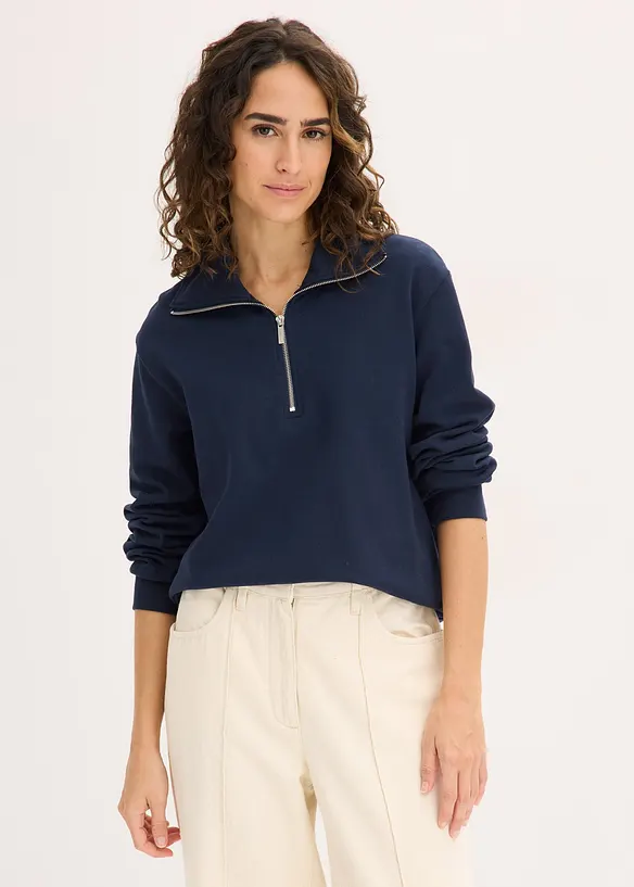 Sweat oversize à col zippé, bonprix