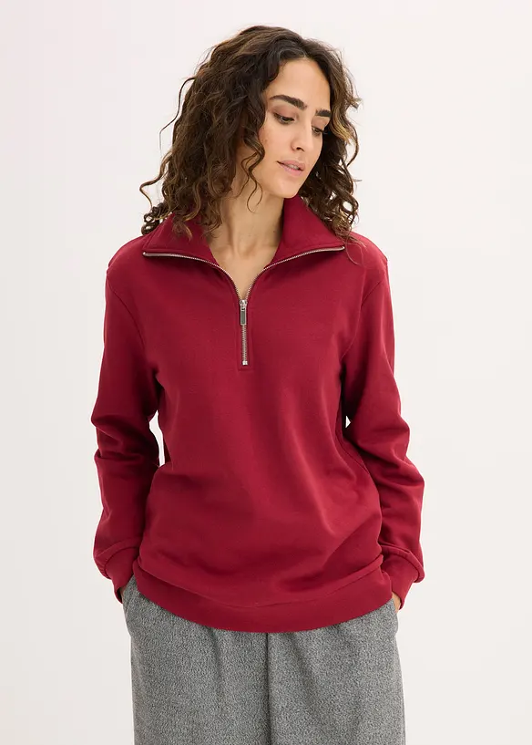 Sweat oversize à col zippé, bonprix