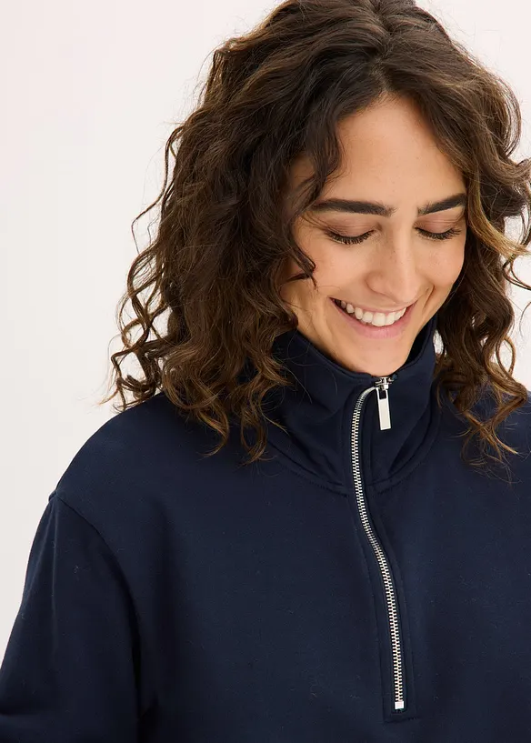 Sweat oversize à col zippé, bonprix