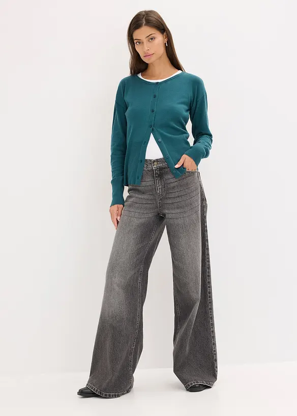 Feinstrickjacke aus fließendem Viskose-Mix, bonprix