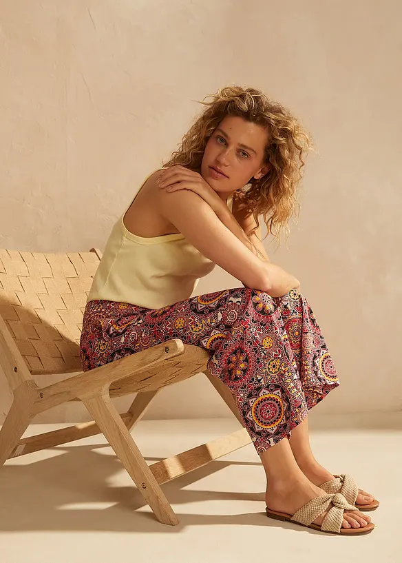 Weite Jersey-Culotte mit breitem Smockbund, 7/8-Länge, bonprix