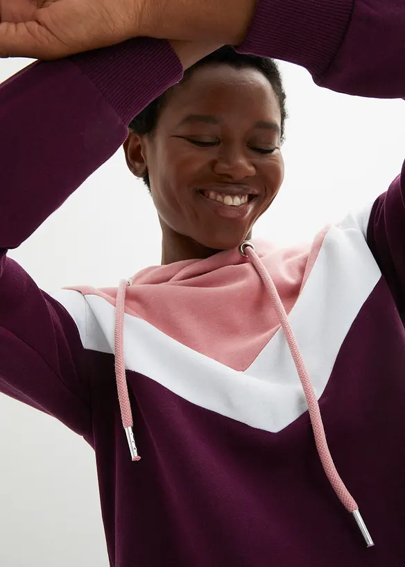 Sweat-shirt à grand col et capuche, bonprix